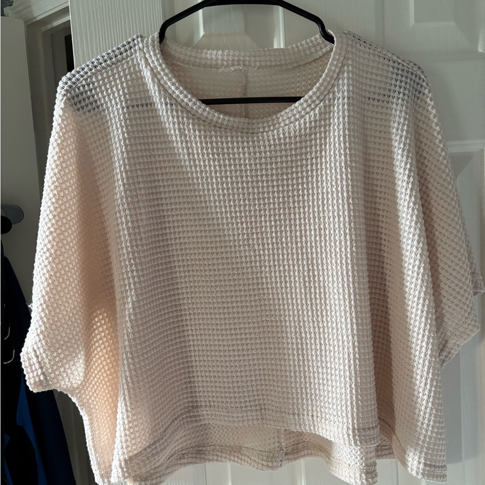 Women's Cream Waffle Knit Top